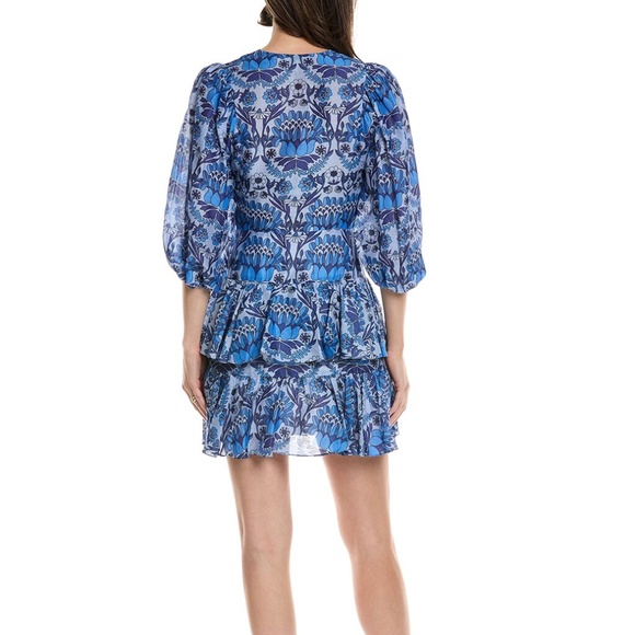 NEW! Sandro Linen Blend Mini Dress 3/4 Sleeves Blue Size 36 (or Small) - $520 - Picture 10 of 16